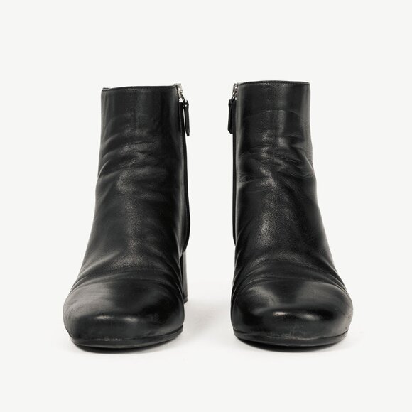 Prada Black Leather Block-Heel Ankle Boots - Picture 2 of 10